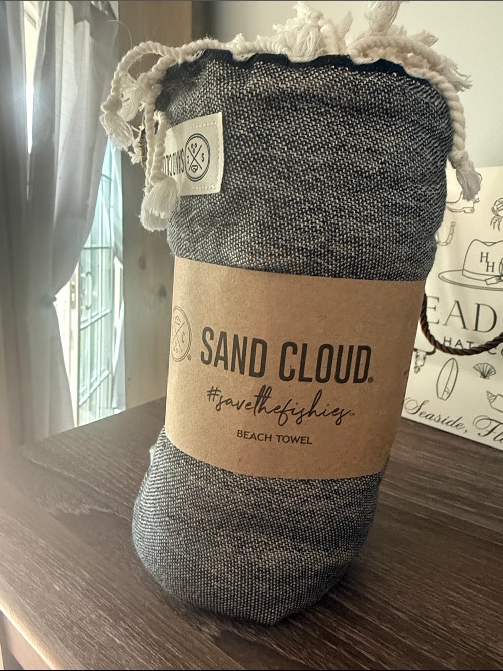Sand Cloud Gray Woven Beach Towel with Fringe